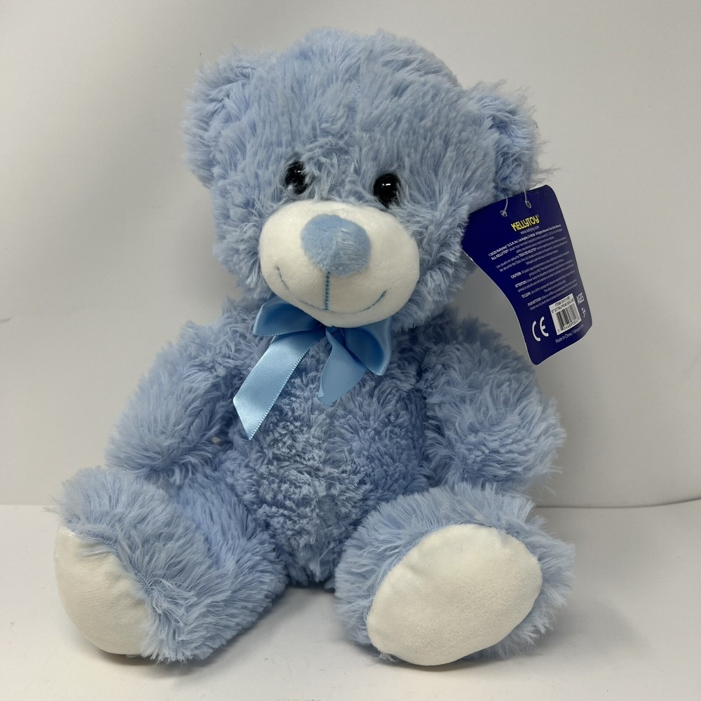 Kellytoy Original Blue Teddy Bear Plush 10" Soft Stuffed Animal Toy 2020 Bow Tie - Picture 13 of 14